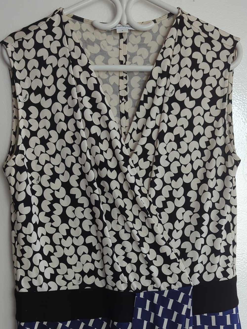 Dvf Silk Crepe Geometric Pattern Dress M